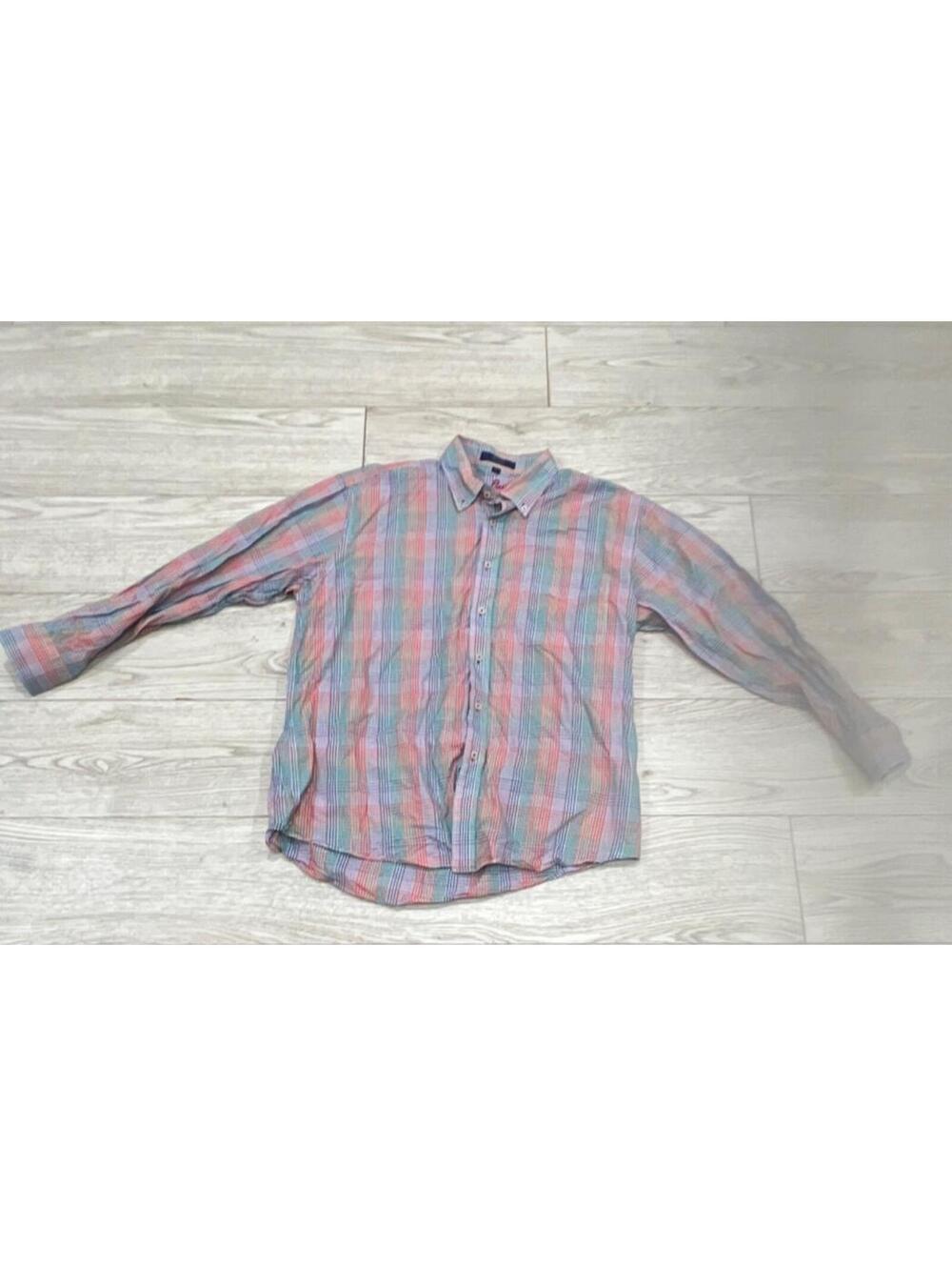 SPRING/SUMMER Alan Flusser Men's Rainbow Color Plaid Cotton Dress Shirt L $78